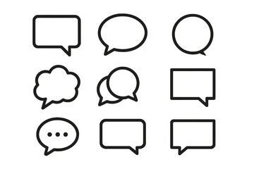 Poster - Speech bubble vector icon set. Chat box, message, dialogue, and comment collection. Communication conversation bubbles for comics. Simple outline talk and thinking illustration.