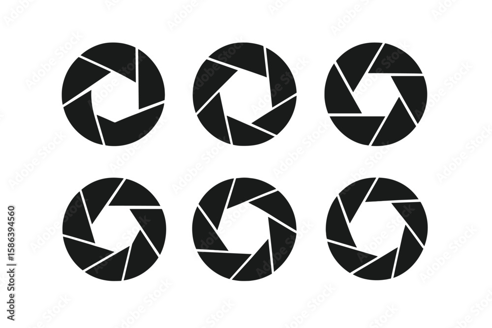 Set of Camera Shutter Icons for Photographers and Designers – Vector ...