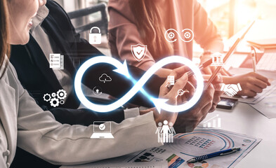 Poster - The infinity concept represents limitless innovation, creative growth, and embracing endless business opportunities for future advancement. Vouch