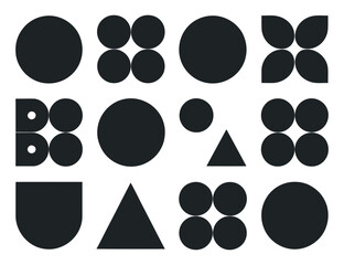 Poster - Geometric Harmony A Symphony of Shapes in Black and White A Captivating Composition of Circles, Triangles, and Squares Creating a Visually Striking and Balanced Design