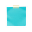 © PP Creative - A single blue sticky note attached with tape, isolated on a transparent background for messages