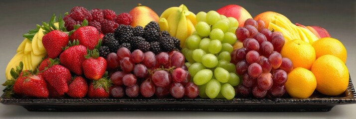 Poster - Natural Fruit Cluster Created With Harmonious Arrangement Showcasing Vibrant Colors and Fresh Textures