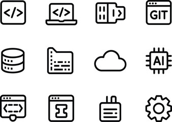 Fototapete - Collection of modern flat icons representing software development and technology concepts