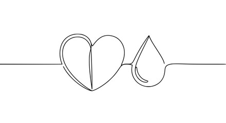 Poster - Heart and droplet outline design representing peace day concept  