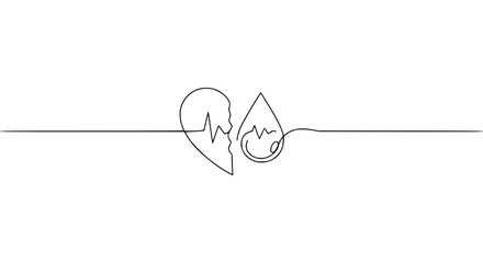 Poster - Heartbeat line with broken heart and water drop symbolizing peace day  