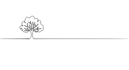 Aufkleber - Minimalist tree design in single line outline style symbolizing peace day  