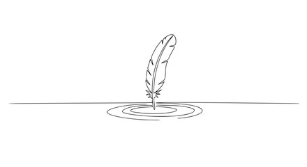 Poster - Feather creating ripples in water as a representation of peace day  