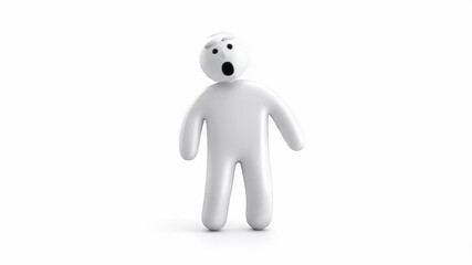 Poster - 3D Character's Shock: Animated Reaction on White Background