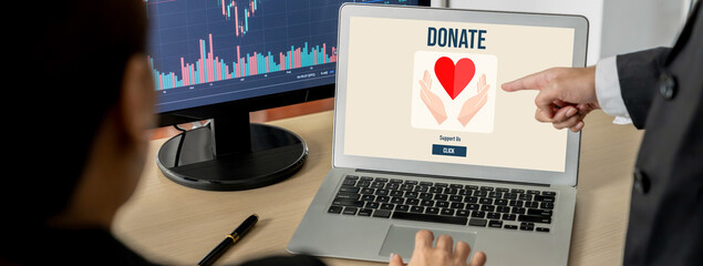 Poster - Online donation platform offer brisk money sending system for people to transfer on the internet