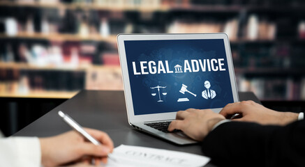 Poster - Smart legal advice website for people searching for brisk law knowledge in digital device screen providing law advice and legal information