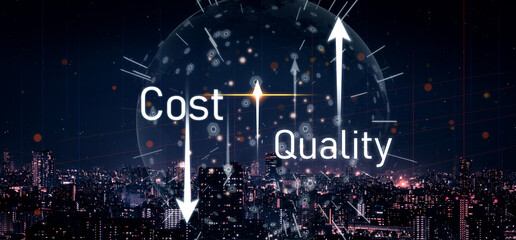 Poster - Increase quality and reduce cost represent quality, cost, and performance optimization for business strategy and resource efficiency Vouch