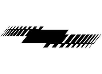 Leinwandbilder - Vector sports stripe for text, Black design element on a white background. Striped pattern of broken lines. Abstract ribbon. Vector background. Frame. For car body, boat, sportswear, toy