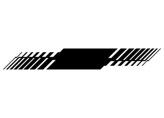 Leinwandbilder - Text strip. Sports pattern with transition. Vector ribbon with broken black lines on white background. Racing Design element for car body, boat, sportswear, toy, sportswear