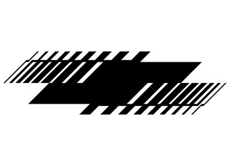 Leinwandbilder - Vector striped shape, Black design element on white background. Modern pattern of thick broken lines. Abstract spot. Vector background. Frame. For covers, advertising, social networks, car body