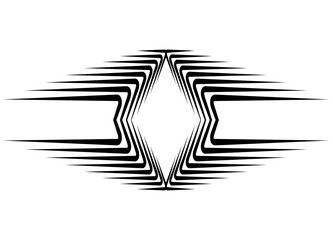 Fototapete - Vector striped decor element, Black design element on white background. Modern pattern of sharp retro lines. Striped Vector background. Frame. For covers, advertising, social media, posters