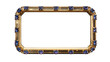 ©  Zanix - Elegant golden frame adorned with blue gemstones on a transparent background provides a luxurious and sophisticated design element.
