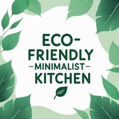 Poster - Eco friendly minimalist kitchen design with green leaves for sustainable living and home decor ideas trend