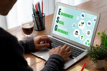 Poster - ESG environmental social governance policy for modish business to set a standard to achieve high ESG score