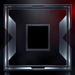 Poster - A futuristic square frame with metallic accents creates a modern and abstract geometric design