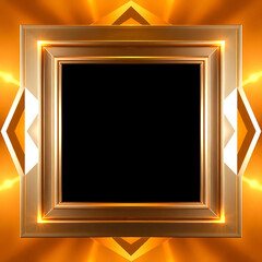 Poster - A luxurious golden frame with radiant geometric accents against a warm yellow background