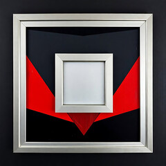 Poster - A striking square frame with red and black geometric patterns creates a modern abstract design