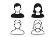 © IsarStudio - Avatar icons set. Male and female profile sign. User pictogram collection for web design. Man and woman head silhouette. Gender symbol for website or app. Anonymous person.