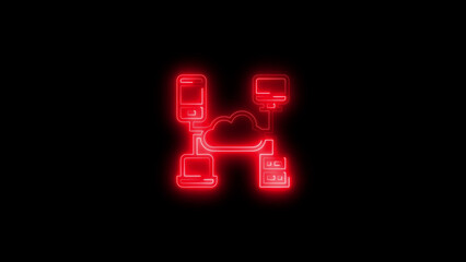 Poster - Red Neon Cloud Network Connection Icon cloud computing