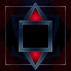 Poster - A layered geometric design features a square frame with triangles, creating a futuristic backdrop