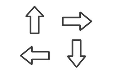 Fototapete - Set of four black arrow icons in a simple line art style. Web and mobile app user interface (UI) elements for navigation. Pointers and cursors showing different directions.