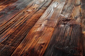 Poster - Close up view of dark brown wooden planks showcasing a rustic and textured background, ideal for various design and presentation purposes