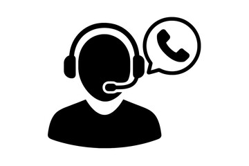 Poster - Call center agent icon. Customer support service operator for hotline consultation. Telemarketing assistant with headset. Client help desk symbol for ecommerce. Contact us sign.