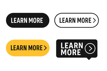 Fototapete - Learn more button set. Call to action vector collection. Read more, click here web buttons for website and app UI UX design. Modern flat icon and symbol collection.