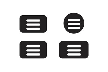 Fototapete - Hamburger menu icon set for web and mobile app UI design. Vector collection of black navigation buttons. Website interface graphic elements. Flat modern burger menu symbol.