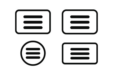 Fototapete - Set of black menu buttons for website UI navigation. Hamburger web and mobile app menu icons. Burger menu UI design element. Modern interface navigation vector symbols.