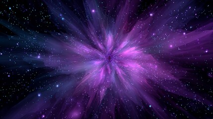Poster - An ethereal burst of cosmic wonder, swirling nebula radiates amethyst hues in the deep abyss of space.