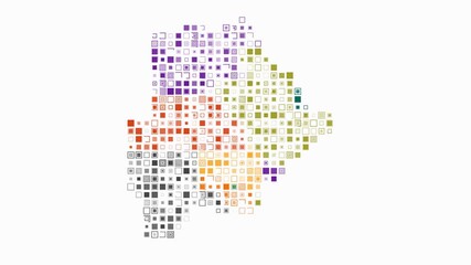 Poster - Botswana dotted animation. Shape of the country build of pulsating colored dots. Large size square blocks. Digital style map on white background. Awesome video.