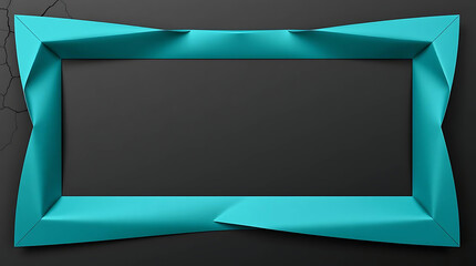 Poster - A contemporary turquoise frame with a fractured geometric design against a dark background