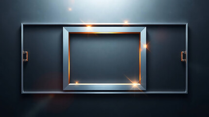 Poster - Illuminated metallic frames create a modern and abstract design against a dark background