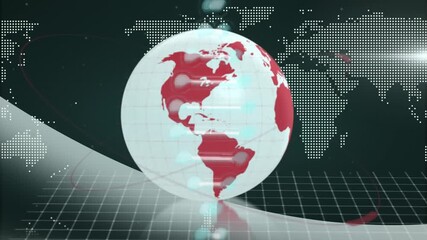 Poster - On start red-white globe rotating orbital ribbon, DNA helix emerging aura showing genetic network