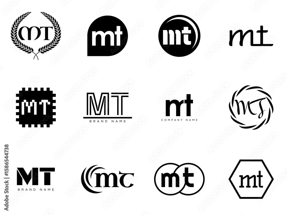 Vetor MT logo company template. Letter m and t logotype. Set different ...