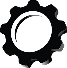 Aufkleber - Black and White Gear Cog Wheel 3 D Illustration Abstract Machine Part Technology Icon Symbol vector