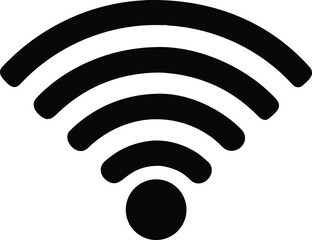 Black Wireless Signal Icon Five Arcs Bottom Circle Graphic Design Element wifi internet
