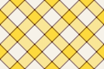 Poster - Bright yellow and cream diagonal plaid seamless pattern. Textile design with classic checkered aesthetic. Use for backgrounds, crafts, fabrics, and more