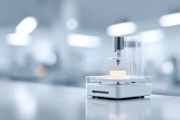 Poster - Precision device working on a circuit board. Symbolizes innovation, tech advancement, and automated manufacturing. Ideal for science, engineering  industry.
