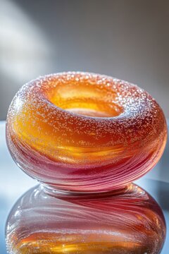 luk chup floating with glossy jelly glaze, isolated on white backgroun