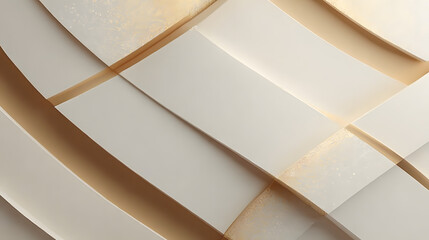 Wall Mural - abstract golden background with white and beige luxury glitter shapes. golden lines luxury on cream 