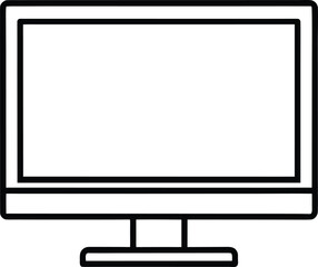 Poster - Simple line art of a flat screen computer monitor isolated on transparent background