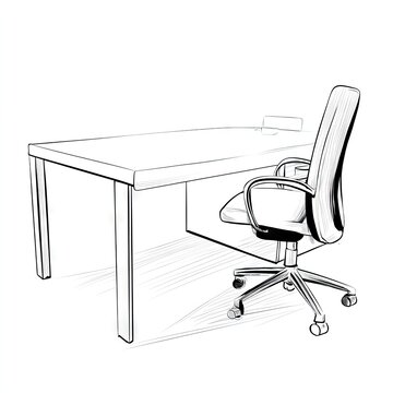 Sketch of a desk and chair