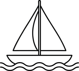 Poster - Minimal line art of a sailing boat on water isolated on transparent background