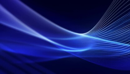 Poster - Dark blue background with light lines and curves. Abstract dark blue background with white wavy, straight lines and a blurred, glowing effect. Background of abstract lines in the air Generative AI